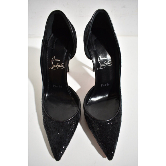 Christian Louboutin Iriza 100 Black Velvet Papillon D'Orsay Heel Pump 39 - Picture 7 of 12